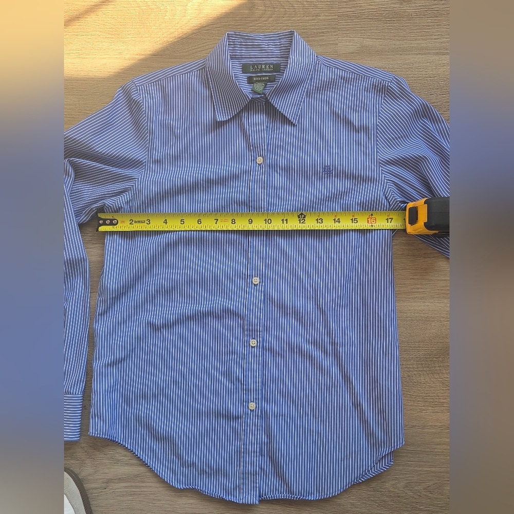 Ralph Lauren Blue Pinstripe Button-Up Shirt - Picture 6 of 7